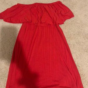 Over the Shoulder Red Dress